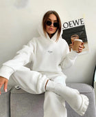 Knitted Fleece Casual Suit: Comfortable Two-piece Set for Women