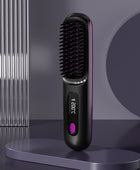 LCD Ceramic Electric Hair Straightener Comb with USB Charging - Efficient Heating for Smooth Hair