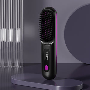 2-in-1 Wireless Hair Straightener Brush -Cordless, Fast-Heating Comb