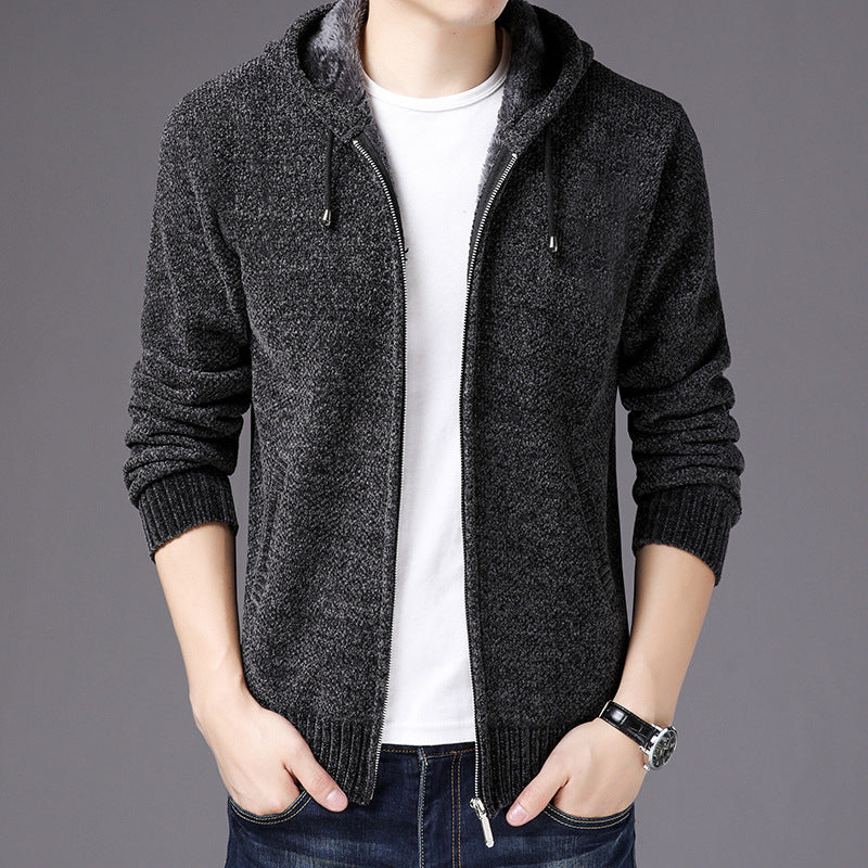 Men's Winter Zipper Knit Cardigan Coat Jacket