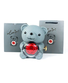 Rotating Eternal Rose Jewelry Box with Necklace -Teddy Bear Gift Box Perfect Romantic Gift for Special Occasions