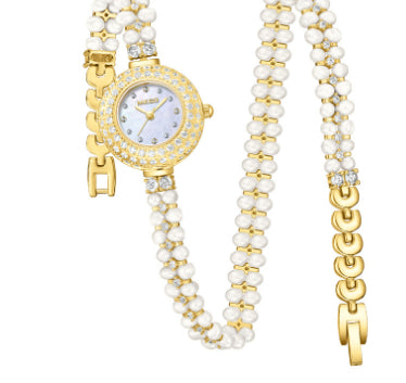 Luxurious Pearl Bracelet Watch: Exquisite Design with Full Diamonds - A Fashionable Gift of Elegance
