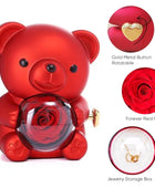 Rotating Rose Jewelry Box with Necklace & Teddy Bear – Romantic Gift for Special Occasions