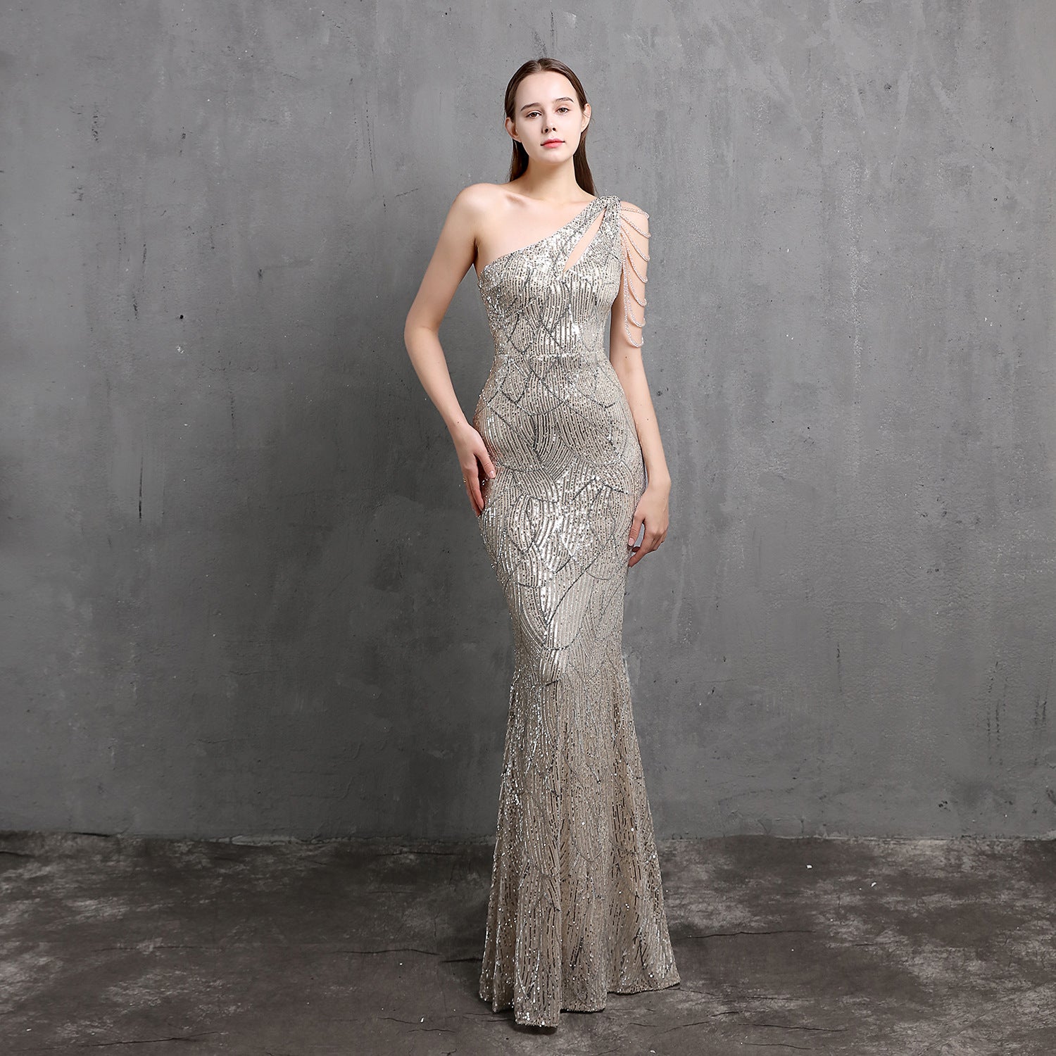 Elegant One-Shoulder Sequin Mermaid Dress – Perfect for Special Occasions