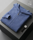 Casual Hooded Zipper Cardigan: Men's Sportswear Sweater in Pure Wool
