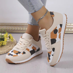 Leopard Print Lace-Up Sneakers - Stylish Women’s Sports Shoes