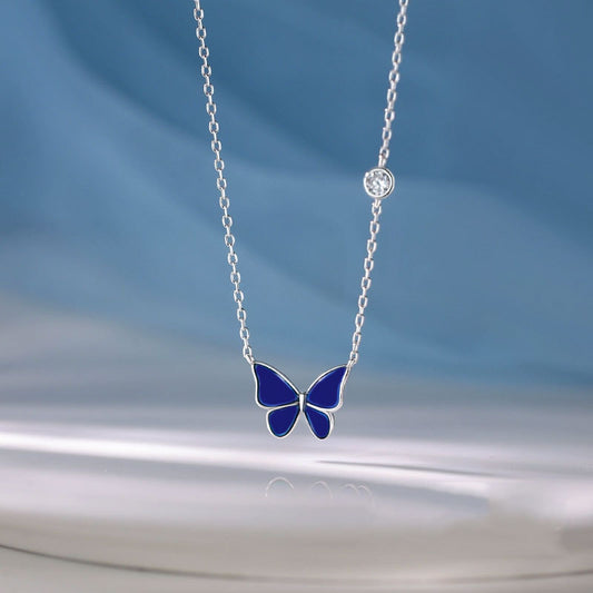 Fashion Novelty Jewelry: S925 Silver Color-changing Butterfly Necklace
