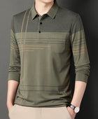 Men's Striped Lapel T-shirt: Long Sleeve Casual Comfort