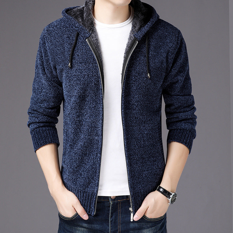 Men's Winter Zipper Knit Cardigan Coat Jacket