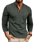 Men's Long Sleeve Color Block Shirt - Stylish Matching Design