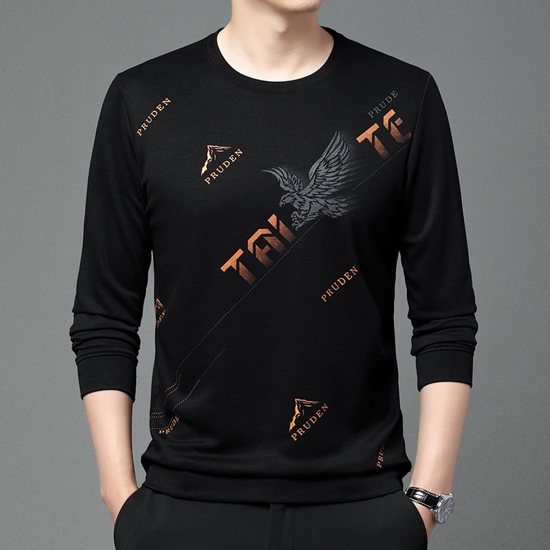 High Quality Men's Round Neck Long Sleeve Top: Fashionable Luxury T-shirt