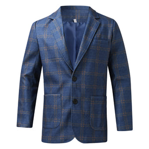 Men's Plaid Long Sleeve Suit Coat – Stylish Business Jacket with Lapel