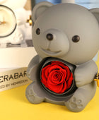 Rotating Eternal Rose Jewelry Box with Necklace -Teddy Bear Gift Box Perfect Romantic Gift for Special Occasions