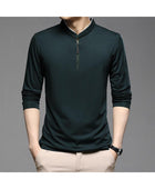 Men's Zippered Half-High Collar Cotton Shirt