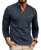 Men's Long Sleeve Color Block Shirt - Stylish Matching Design