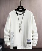 Men's Casual Sweatshirt with Fake Two-Piece Design - OKN Letter Print