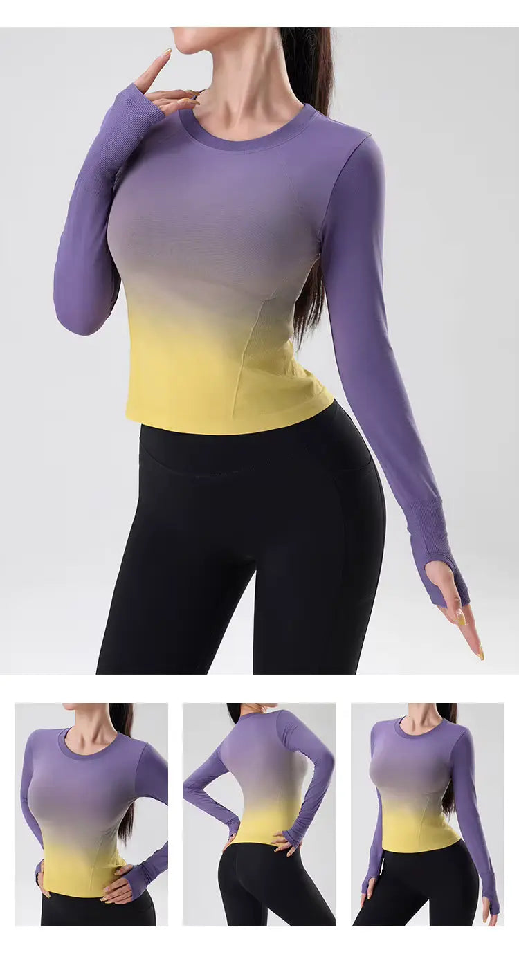 Gradient Color Yoga Top - Women’s Quick-Dry Activewear