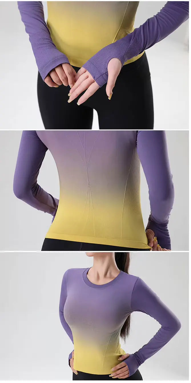 Gradient Color Yoga Top - Women’s Quick-Dry Activewear