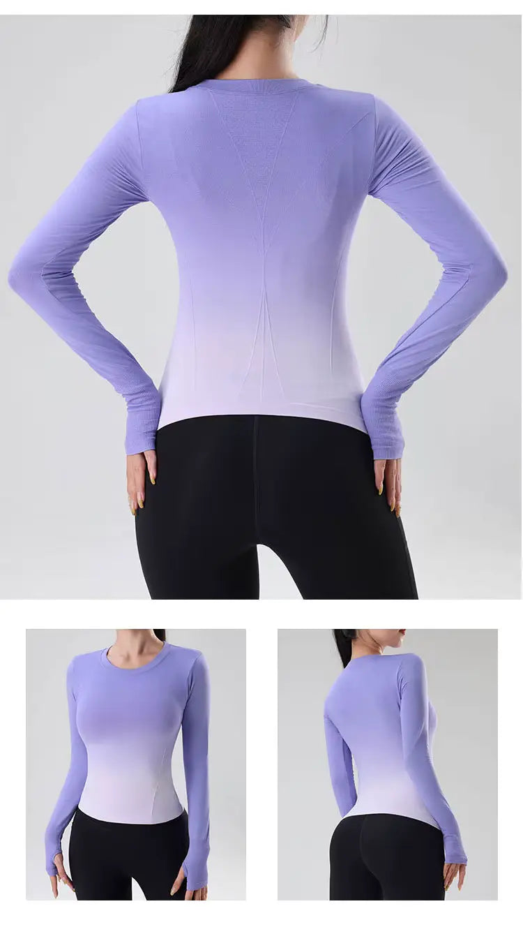 Gradient Color Yoga Top - Women’s Quick-Dry Activewear