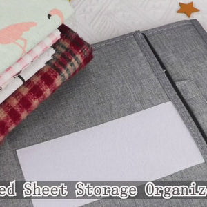 Space-saving quilt storage container holding blankets and clothes in a tidy, organized setting