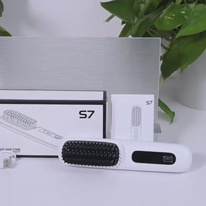 LCD Ceramic Electric Hair Straightener Comb with USB Charging - Efficient Heating for Smooth Hair