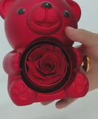 Elegant Rotate Rose Jewelry Box Featuring Teddy Bear and Necklace - Perfect Gift for Valentine's Day and Weddings